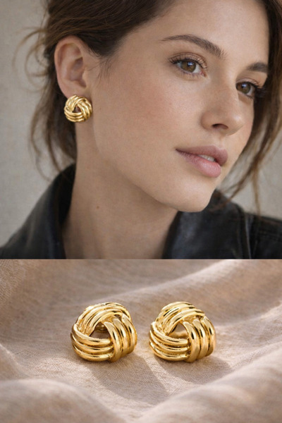 Retrobird أقراط نسائية على طراز فينتاج أتيليه دو نوت بلون ذهبي