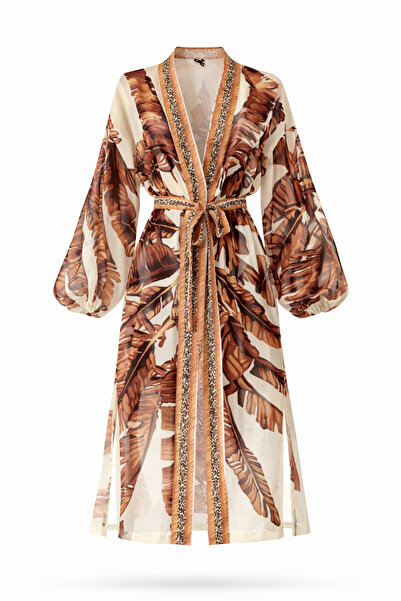 Retrobird Design Palmera Wrap Kimono Maro pentru femei