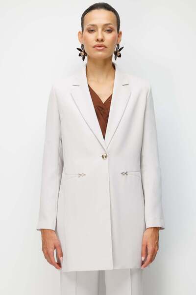 Ekol Metal-Accented Single Button Long Jacket