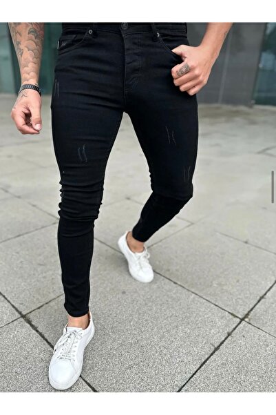 moda biz Men's Slim Fit Black Stretch Fabric Jean Pants Stretchy Denim