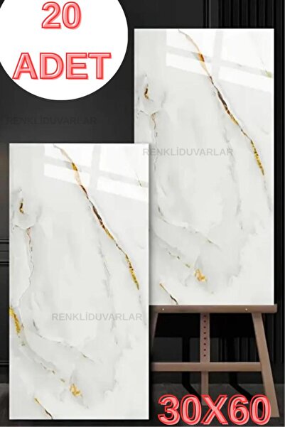 Renkli Duvarlar TX-076 20 Adet Fayans Mermer Sünger Duvar Kendinden Yapışkanl...