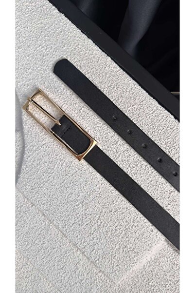 BİRCANÇİL بلاك كاريه جولد حزام بإبزيم