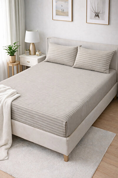 Clasy Ranforce Fitted Sheet Set Double Lightweight Greenish Gray Çklç-257 100...