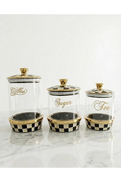 BERENHOMEE Dama desen 3 lü çay şeker kahve seti