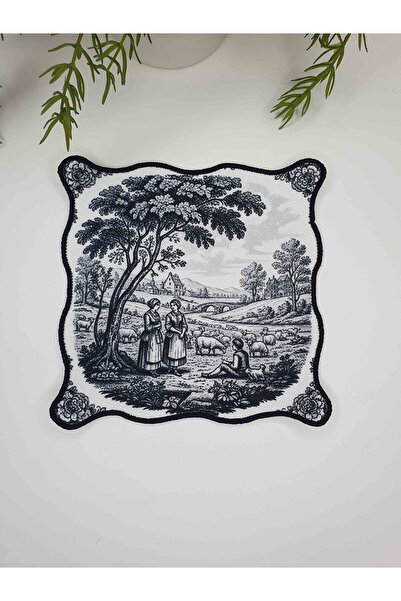 decofav Seria Black Toile Elegance Șervețele de cocktail din țesătură brodată...