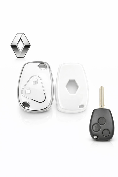 YıldızTuning Husa pentru chei Renault Clio alb argintiu