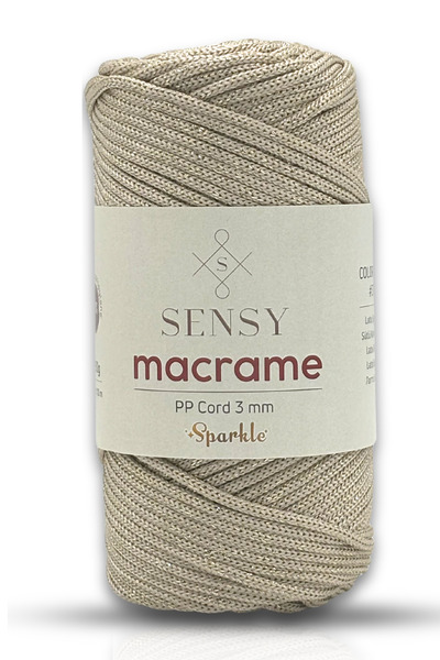 SENSY Glittery Polyester Macramé Thread 3 mm 250 Gr Milk Coffee Supla Thread ...