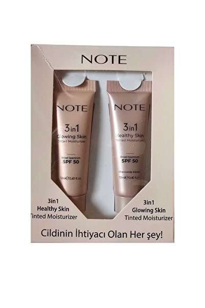 NOTE 3 in 1 Tinted Ton Eşitleyici 50 SPF Krem 12 ML & 3 in 1 Glowing Skin Tin...
