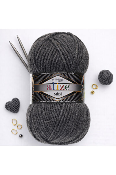 Alize Sperlana Midi Medium Thick Knitting Yarn 182 Dark Gray