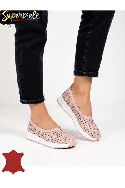 ANGEL BLUE Comfortable women's Ballet Flats made of natural Leather , perfora...