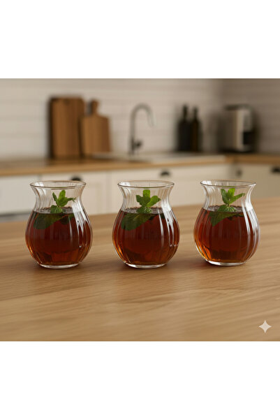WEYNE Keyfi Ala Line Patterned Borosilicate Tea Cup Set of 3