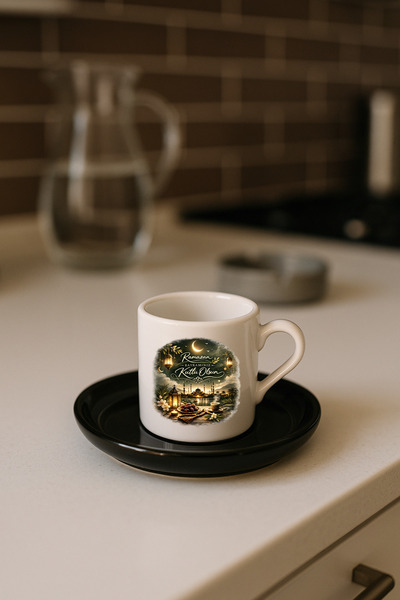 TREND YANKI Specially Designed Black Base Turkish Coffee Cup for Ramadan Feast