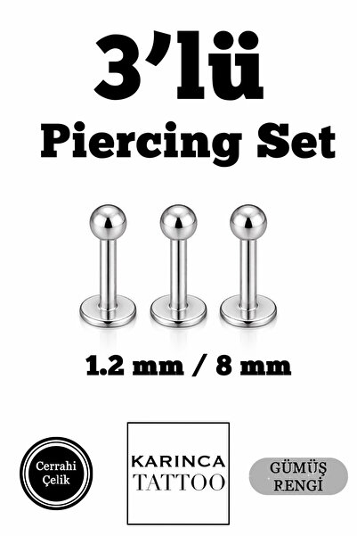 Karınca Piercing Cerrahi Çelik 3'lü Piercing Set