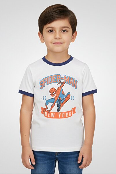 Marvel Toddlers Boy Spiderman Graphic Print Short Sleeve T-Shirt, White