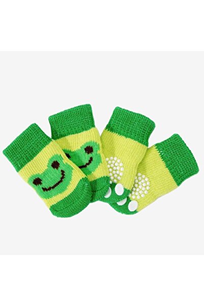 BLANIK Set of 4 non-slip socks for dogs, with silicone sole, green paw protec...