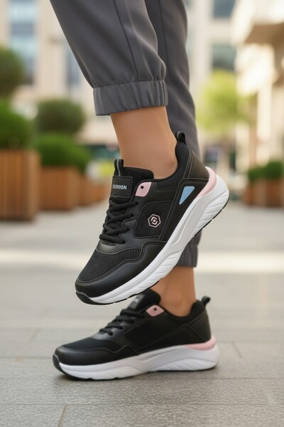 enoch حذاء رياضي نسائي طبي ذو نعل عالٍ شبكي