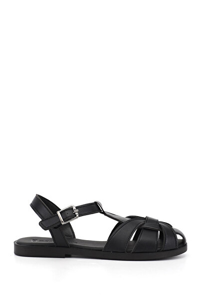 GÖNDERİ(R) Women's Black Velcro Closed Toe Shoes Sandals