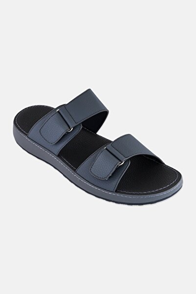 London Fog Men Slip On Two Strap Arabic Sandals, Dark Grey