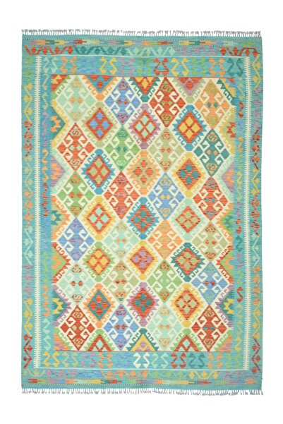 KilimCo. El Dokuma Yeşil Renk Afgan Kilim 197x305 cm (6.01 m²)