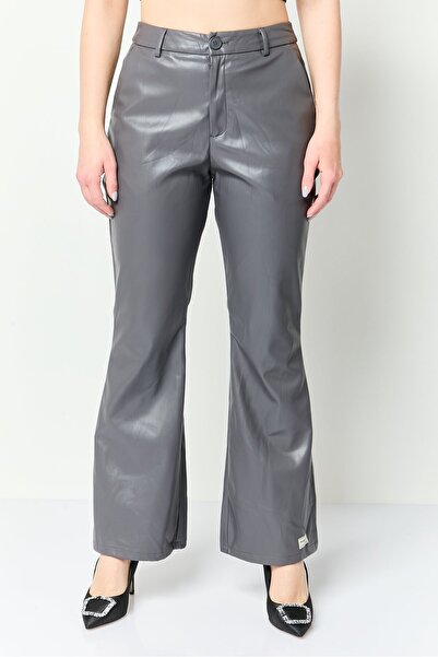 The Giving Movement Women Regular Fit Solid Flared Pants, Dark Grey