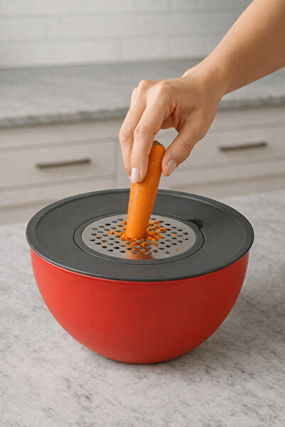 AYS Multifunctional Red Kitchen Container, Grater Container, Mixing Container...