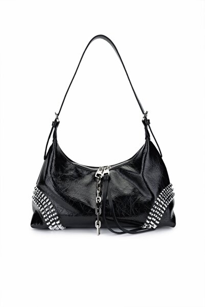 Guja 25Kc1069 Women's Stone Shoulder Bag Black