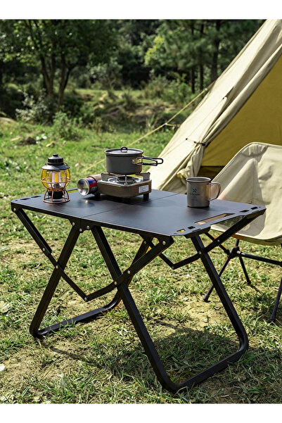 GOG Compact Folding Camping Table, Carbon Steel Tactical Outdoor Table with C...