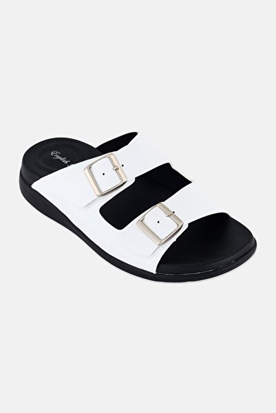 English Laundry Men Adjustable Slip On Arabic Sandals, White