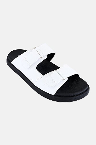 English Laundry Men Adjustable Slip On Arabic Sandals, White