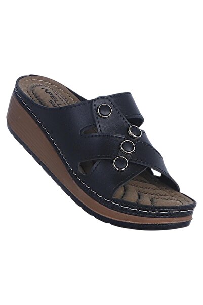 Apella 475-3 Sapphire Black Women's Flat Slipper