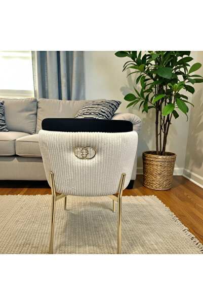 MSY HOME 6 Kişilik Aura Black Gold Serisi Puffy Kumaş Modern Sandalye