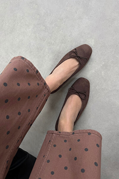 STRASWANS Galo Kadın Fiyonk Detay Süet Babet Kahve