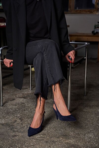 PELİN'İN AYAKKABILARI TEEDS LACİVERT SÜET TOPUKLU AYAKKABI