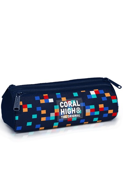 Coral High قلم أزرق داكن للأطفال بنقشة هندسية ذو ثلاثة أقسام حقيبة سي 31035