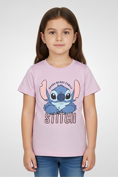 Disney Lilo And Stitch Toddlers Girl Graphic Print Short Sleeve T-Shirt, Purple