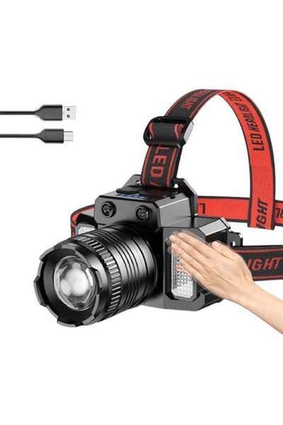 Generic مصباح رأس LED قابل لإعادة الشحن للبالغين، مصباح يدوي بزاوية قابلة للت...