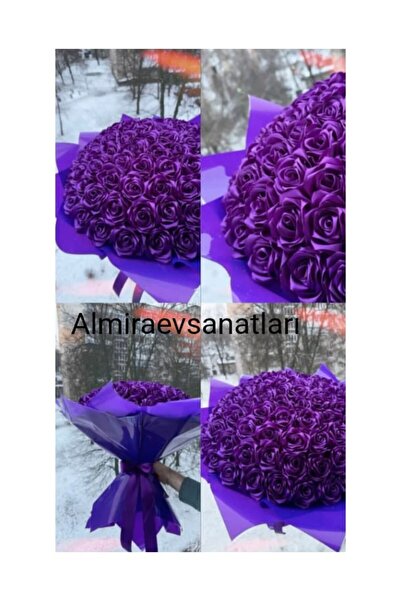 almiraevsanatları solmayan gül buketi mor 100 lu