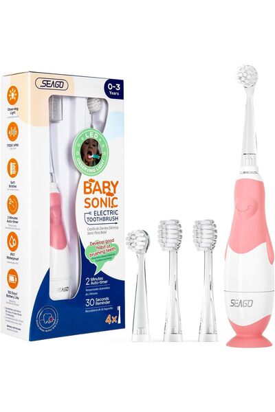 seago فرشاة أسنان كهربائية للأطفال الصغار من عمر 0 ​​إلى 3 سنوات