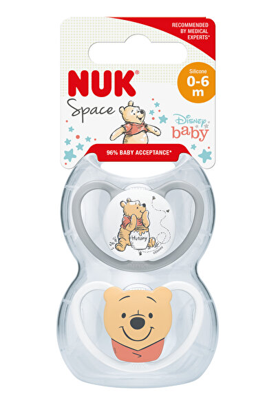 Nuk Suzetă din silicon Space Disney Winnie the Pooh 0-6 luni M1, set de 2 bucăți