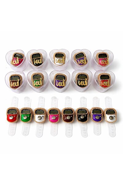 SHR 25 Adet Karışık Renk Hediyelik Taşlı Zikirmatik Kalp kutuda Allah lafızlı...