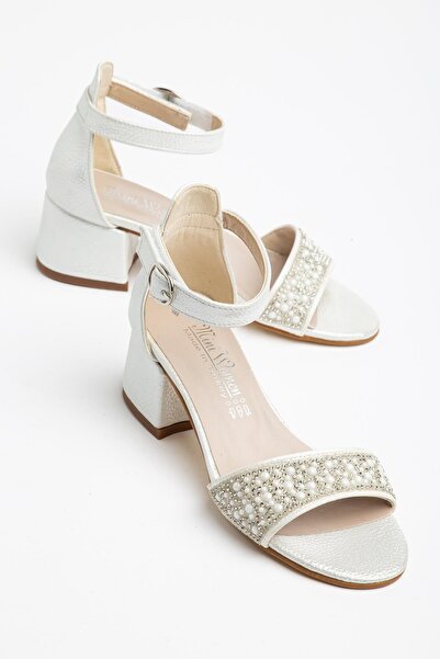 BYŞ Moda Pantofi de seară cu toc de piatră pentru fete, foarte stilați - ALBI