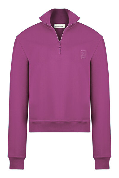 Urban Muse Fermuarlı Pembe Sweatshirt