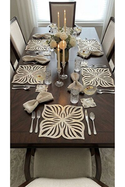 AY CONCEPT 6 Placemat (33cm) / 6 Coasters Food Presentation Set Gold