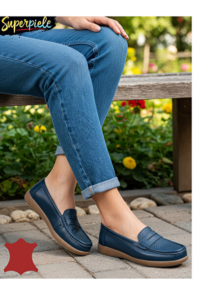 ANGEL BLUE Women's Loafers Soft Natural Leather with Flexible Low Sole
