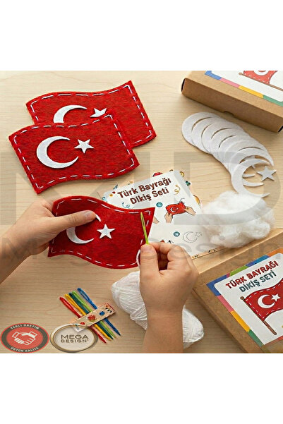 (Set of 3) Turkish flag for National Holidays Felt & Eva Craft and Motor Skill Developer
