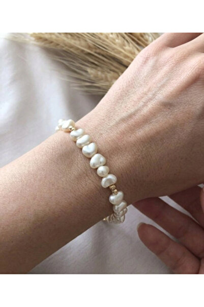 stainless steell Gold Color Baroque Pearl Bracelet