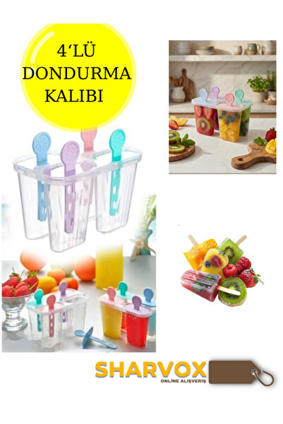 Sharvox قالب آيس كريم خالٍ من مادة BPA مكون من 4 قطع - مجموعة صنع الآيس كريم ...