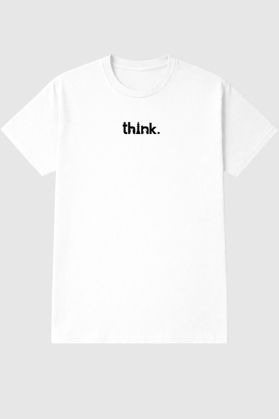 DUBU BUTİK Μπλουζάκι Unisex oversized THİNK B με τύπωμα 100% P Βαμβάκι με λαι...