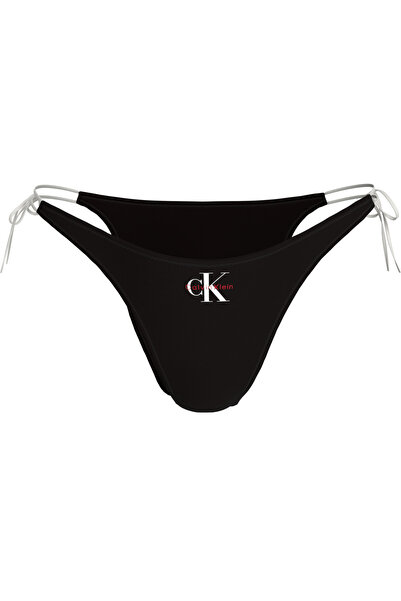 Calvin Klein Kadın Yandan Bağlamalı Logo Detaylı Siyah Bikini Altı
