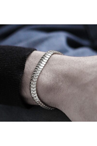 stainless steell Silver Color Flat Caterpillar-Like Recessed Unisex Bracelet